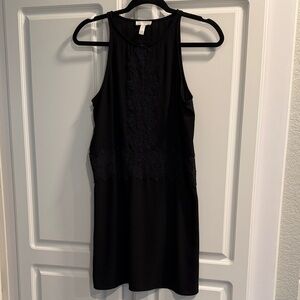 Leith Black Lace Detail Mini Dress